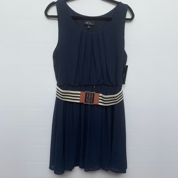 bcx navy blue dress NWT BCX Dress - Navy blue scalloped sleeveless sheath dress, S